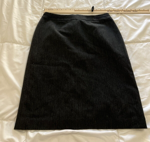 Caslon Pencil Skirt Size: 10 Gray/Subtle Pin Stripe Back Zip Slit Lined - Picture 7 of 9