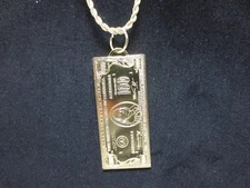 14KT GOLD PLATED $100 BILL CHARM  2" LONG W/ 16-30" 2.5MM ROPE -1631
