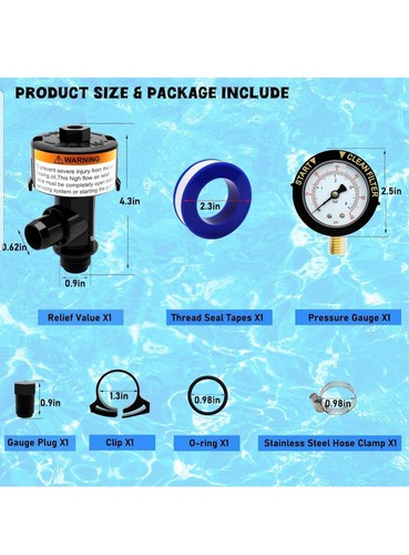 98209800 Válvula de alivio de aire manual de alto flujo con medidor para filtros de piscina Pentair - Imagen 5 de 9