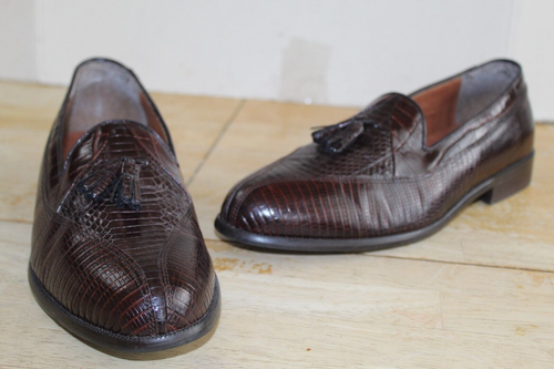 Vintage STACY ADAMS Men's Loafers Dark Brown Exotic Leather. Size 11 D - Picture 11 of 13