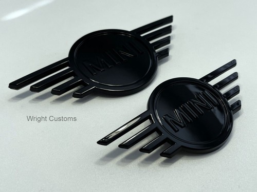 2X Gloss Black Front & Rear Emblem Badges LCI MINI F55 F56 F57 51149880863/866 - Picture 4 of 5