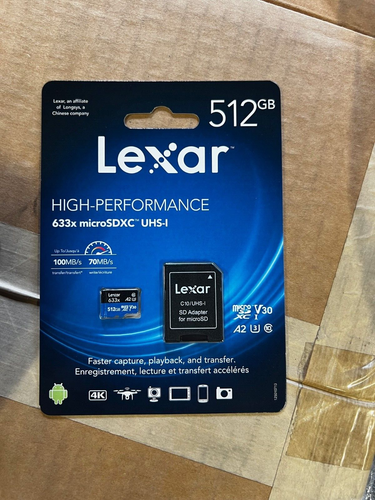 Carte flash microSDXC haute performance Lexar 633x 512 Go modèle LSDMI512BBNL633A - Photo 2 sur 4