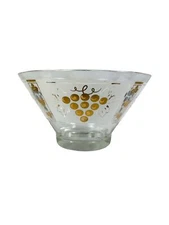 Vintage MCM  Gold Grapes Glass Bowl from Chips Dip Set Serving Collectible Displ