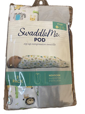 NIP SwaddleMe Pod Zip Up Compression Swaddle Stage 1 Newborn Pack of 2