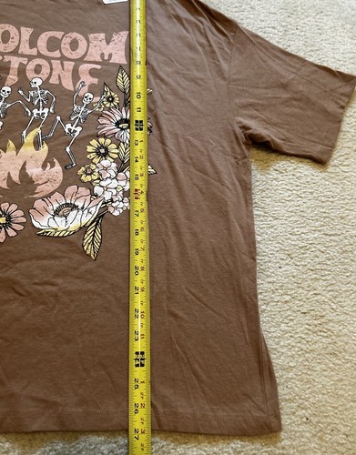 Volcom Time To Boogie Skeletons Dancing Fire Flowers Logo Shirt Sz.Medium/12 New - Picture 5 of 6