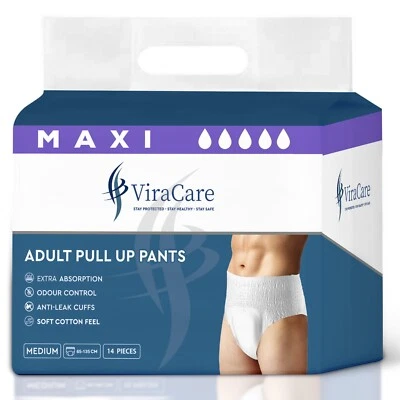 VIRACARE 14 x Incontinence Pants Women & Men Maxi | Adult Diapers Medium | Pull Up Pants