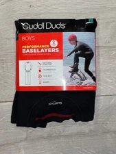 *Cuddl Duds Boys LARGE Thermal Warm Black Base Layer Set NEW
