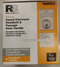 RELIABILT Satin Nickel Electronic Deadbolt w Keypad & Passage Door Handle