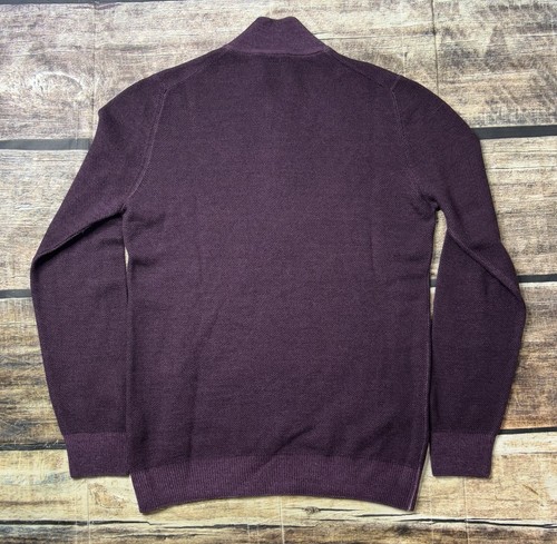 Gran Sasso Sweater Men's Small Virgin Wool 1/4 Zip Pullover Eggplant Purple - Picture 3 of 11