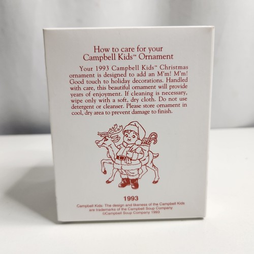 Campbells Soup Kid Christmas Ball Blue Ornament 1993 with Santa & Reindeer - Picture 5 of 6