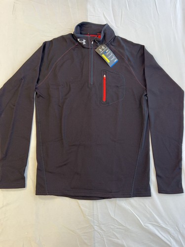 Under Armour Herren Rush 1/4 Reißverschluss Cold Gear Pullover - schwarz/rot - groß - Neu - Bild 1 von 5