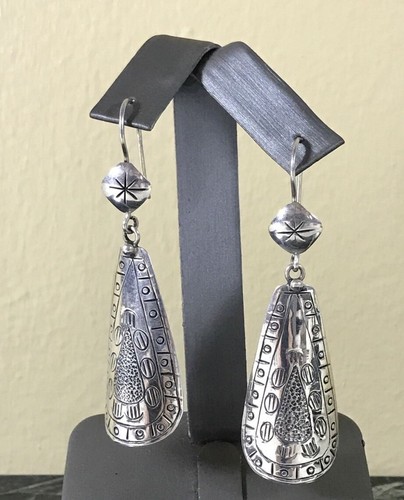RAROS Pendientes de Plata Esterlina 0,925 Silpada Símbolos Curvos Largos Grabados W1770 Difícil de Dificultad - Imagen 7 de 12