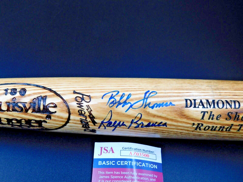 Ralph Branca / Bobby Thomson Signed "Shot Heard 'Round the World" Bat JSA COA - Picture 2 of 3
