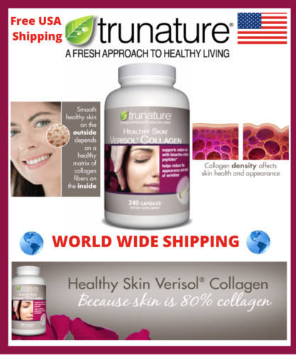 Trunature Healthy Skin Verisol Collagen, 240 Capsules World Wide Shipping - Picture 1 of 3