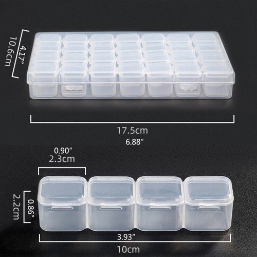 Jewelry Box Organizer Storage Container with 28 Grids Clear Plastic Compartment - Picture 8 of 9