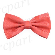 New Brand Q men's pre-tied bow tie paisley microfiber formal wedding Coral party