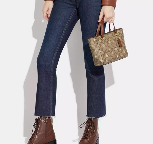 NWT COACH CF378 Alice Satchel Crossbody with Snowflake Print Leather Khaki/Gold - Picture 5 of 5