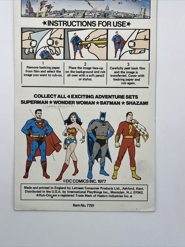 🔥Superman #7781 Neal Adams Rub-Ons Letraset Action Transfers 1977 New Unused - Picture 7 of 11