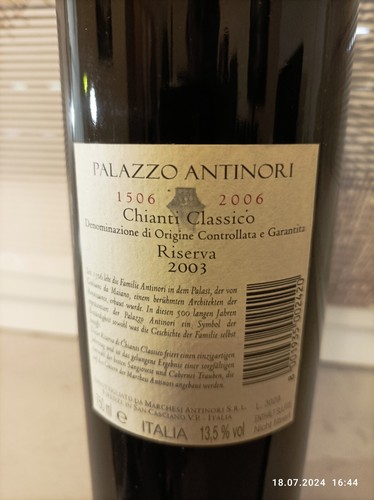 2003 Palazzo Antinori Chianti Classico DOCG RISERVA 13,5 % vol. 0,75L - Bild 4 von 6