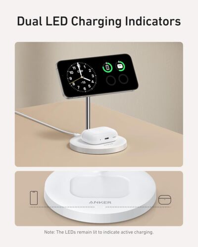 Anker MagGo Station de charge 2 en 1 (mise à niveau) 15W Qi2 charge sans fil MagSafe - Photo 12 sur 13