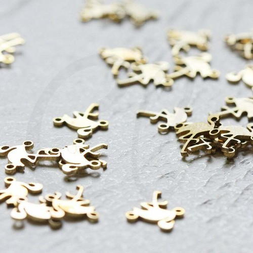 4 Stück Lasergeschnittenes massives Messing Vogelglied - 12 x 10 mm (CW-4344C) - Bild 5 von 6