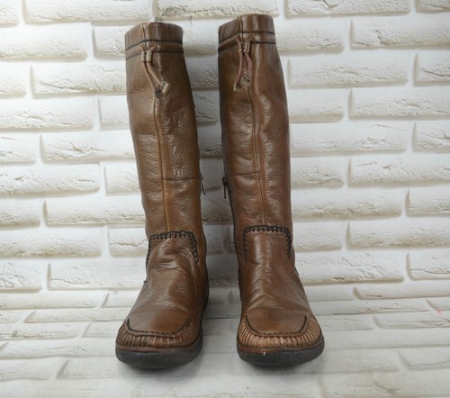 Eu Size Womens Brown Leather Knee Boots Long High Shoes 5 Uk Zipped 38 Clarks qwU1zw