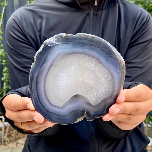328G Natural agate Agate Geode Slab/Slice quartz crystal mineral specimen Reiki - Picture 10 of 12