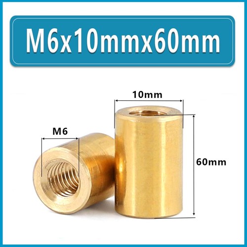 Threaded Sleeve Rod Bar Stud Round Connector Nut Brass Long Nuts M6 M8 M10 M12 - Picture 25 of 102