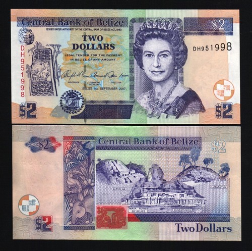 BELIZE 2 DOLLARS P-66 x 100 Pcs Lot 2007 QUEEN Pack BUNDLE UNC ANIMAL FAUNA NOTE - Picture 1 of 4