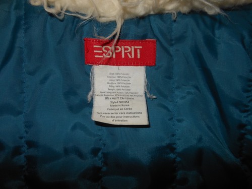 Chaqueta con Capucha Abrigo Largo ESPRIT Años 90 De Colección Usada Talla L Negra HECHA EN COREA - Imagen 4 de 7