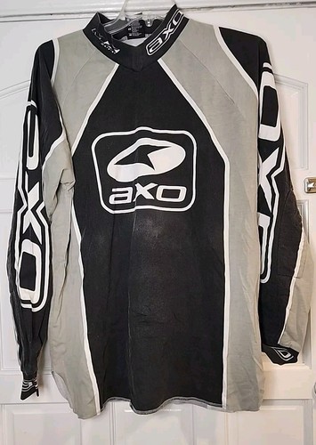 Vintage 90s Axo Motocross Jersey Shirt All Cotton Red Racing Size XL 1224A93 - Picture 2 of 7