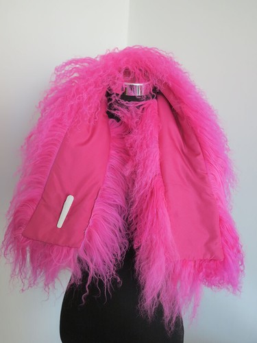 100% Echt Mongolischer Lammfell Schal / Pelzkragen / Fellhalstuch / Rose Damen Cape - Bild 3 von 4