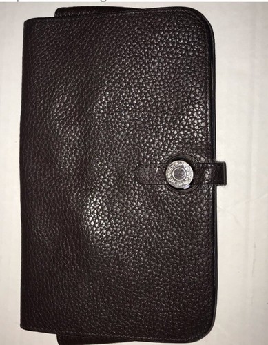 VTG Brown Authentic Hermes Togo Dogon Duo Pebble Leather Wallet Designer