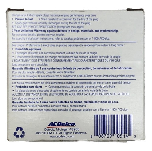 ACDelco 41-114 Professional Iridium Spark Plugs (Pack Of 4) 41-114 / 12622441 - Picture 2 of 4