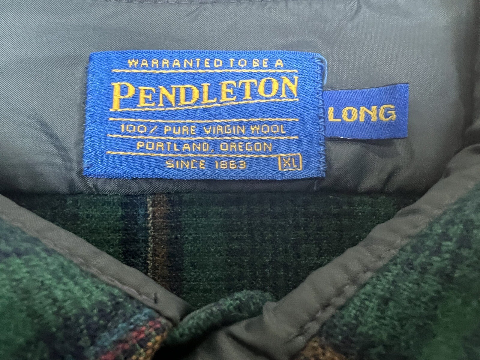 Pendleton Shirt Mens XL Long Flannel Plaid 100 Virgin Wool Cabincore