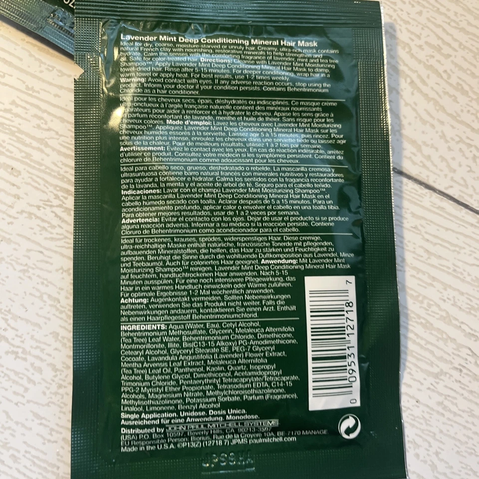 15 X Paul Mitchell Árbol de Té Lavanda Menta Acondicionador Profundo Mascarilla Capilar 0.68oz Foto 3 de 3