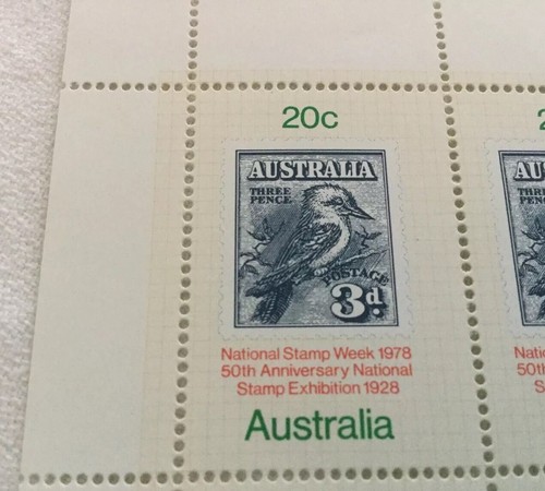 4 paneles de estampillas de franqueo de Australia 1978 semana nacional de estampillas azul 20c - Imagen 2 de 3