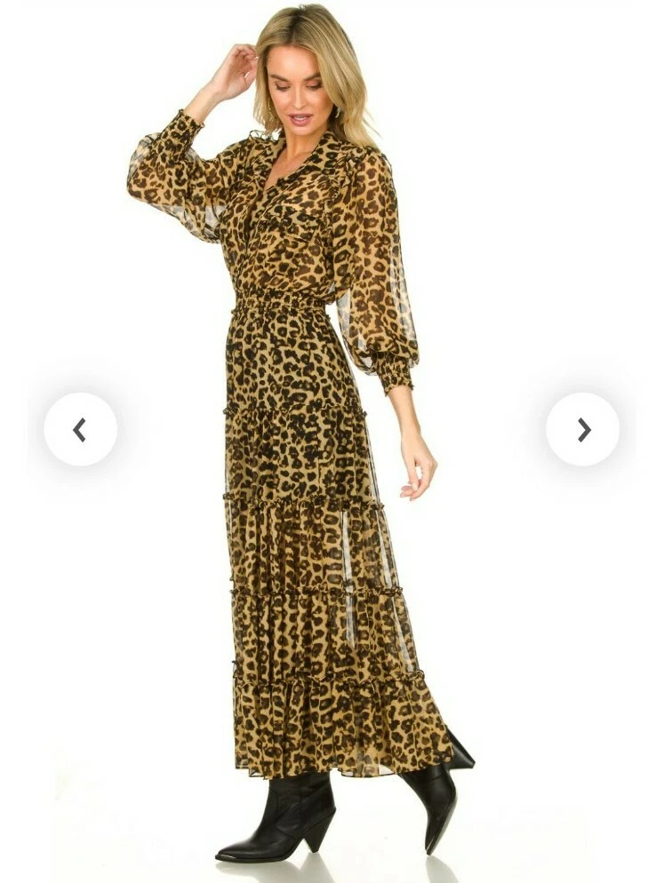 Misa Los Angeles Aydeniz Leopard Print Maxi Dress, Small RRP £495 | eBay