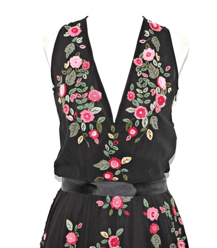 BLUGIRL BLUMARINE 3-D Floral Appliques Fit & Flare Dress sz US XS-S/ IT 40 $1320 - Picture 7 of 12