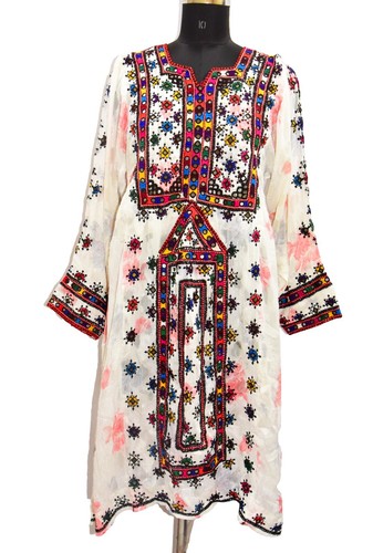 Vintage Banjara Tribal Boho Dress Multi Embroidered Mirror Work Afghani Balochi - Picture 1 of 9