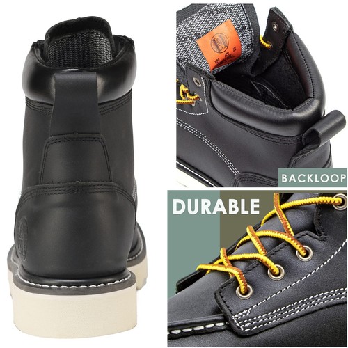 Botas de trabajo negras suaves sin usar, puntera, para hombre antideslizantes resistentes al agua 304 - Imagen 6 de 6