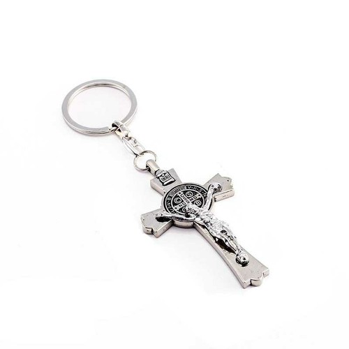 Large Jesus Christ Cross Crucifix Religious Holy Symbol Keychain Keyring - Picture 4 of 5