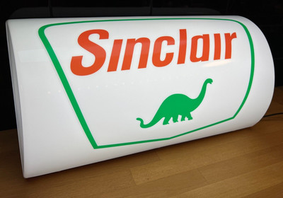 SINCLAIR DINO BENZIN LED BELEUCHTET LEUCHTKASTEN SCHILD GARAGE AUTOMOBILIA GAS ÖL