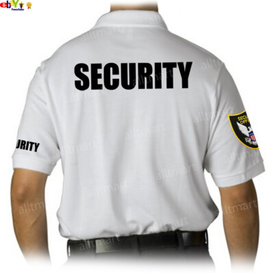 NEW MEN'S PRINTED SECURITY POLO T-SHIRT UNIFORM EMBROIDERY BADGE STAFF