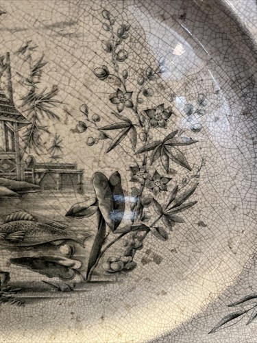 Victorian 1877 RIDGEWAY Indus Transferware Porcelain Oval Platter Chinoiserie - Bild 4 von 9