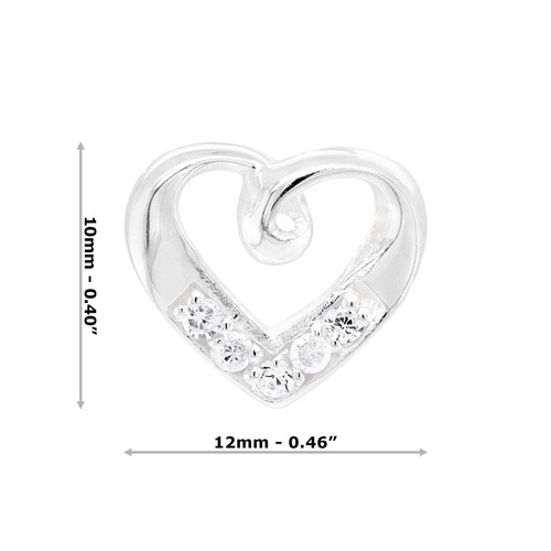 Love Heart Twist Cubic Zirconia Sterling Silver 925 Stud Earrings - Picture 4 of 8