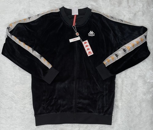 Nueva Rara Chaqueta Kappa 222 Banda Benettin 2 Terciopelo Pista Negra Gris Para Hombre Talla XL - Imagen 2 de 8