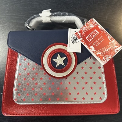 Disney Danielle Nicole Purse Marvel Captain America Silver Stars Shoulder Bag