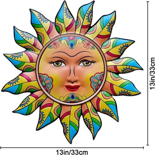 Metal Sun Wall Art Hanging Decoration Ornament for Home Garden Fence Wall Decor - Picture 2 of 6