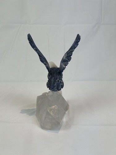 Vtg Carved American Bald Eagle Lapis Quartz Onyx  Gemstone Sculpture Figurine - Picture 3 of 7